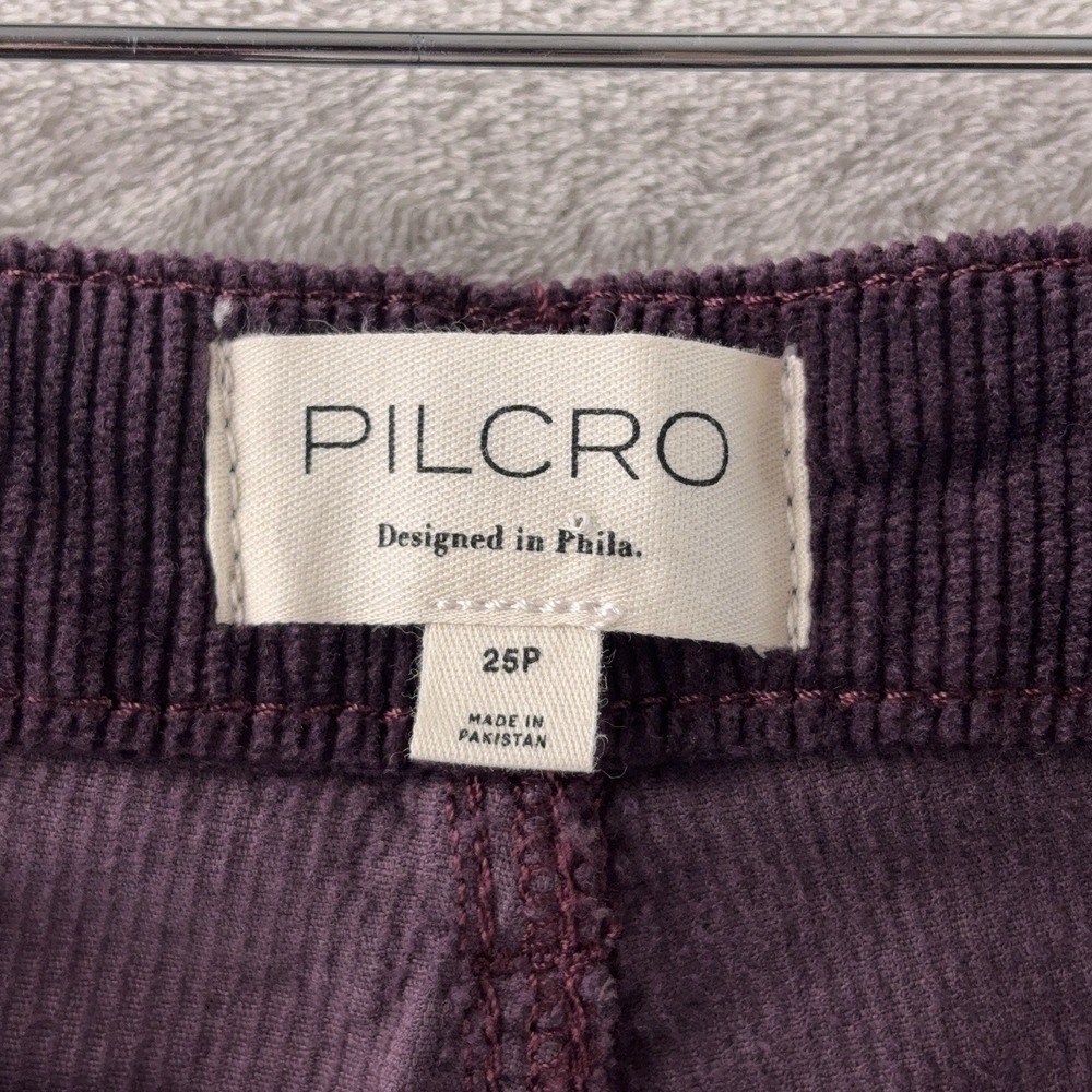 Pilcro Flare Corduroy Pants Womens Size 25x29 Purple Retro Boho Stretch - Picture 8 of 9